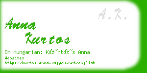 anna kurtos business card